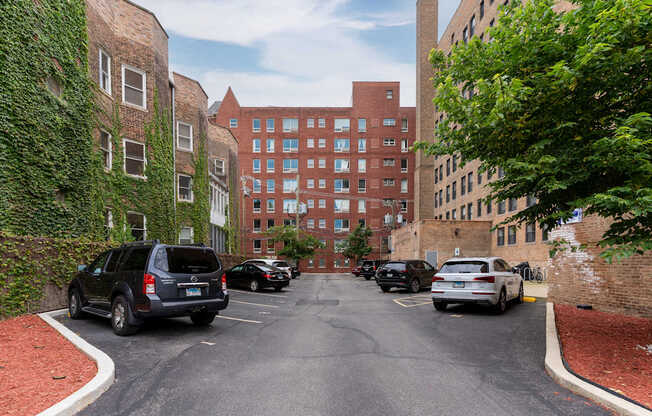 Private parking lot at Somerset Place Apartments in Chicago, IL 60640