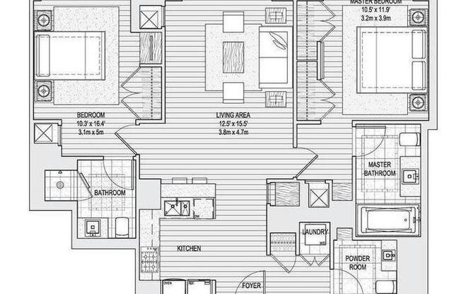 2 beds, 2.5 baths, 1,168 sqft, $8,450, Unit 47-C