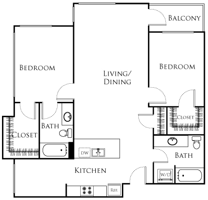 2 beds, 2 baths, 1,097 sqft, $2,674, Unit 302