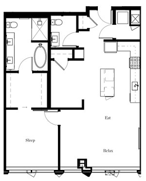 1 bed, 1.5 baths, 1,045 sqft, $6,800