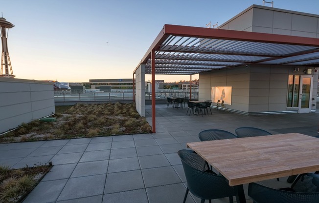 Dine al fresco or socialize with stunning views of Seattle