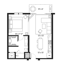 1 bed, 1 bath, 665 sqft, $1,695
