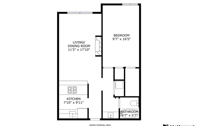 1 bed, 1 bath, 599 sqft, $1,475, Unit 17