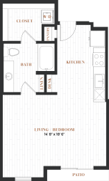 Studio, 1 bath, 579 sqft, $1,545
