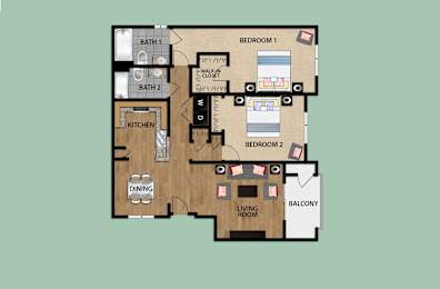 2 beds, 2 baths, 1,266 sqft, $3,150