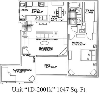 2 beds, 1 bath, 1,047 sqft, $1,242, Unit 14-301