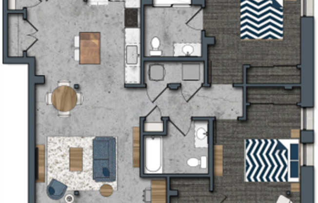 2 beds, 2 baths, 1,043 sqft, $1,730, Unit 412