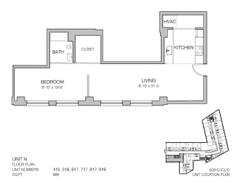 1 bed, 1 bath, 889 sqft, $1,295