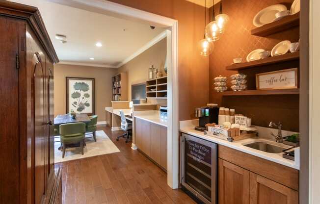 This is a photo of the coffee/drink bar at Nantucket Apartments in Loveland, Ohio.