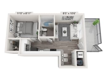 1 bed, 1 bath, 470 sqft, $1,495