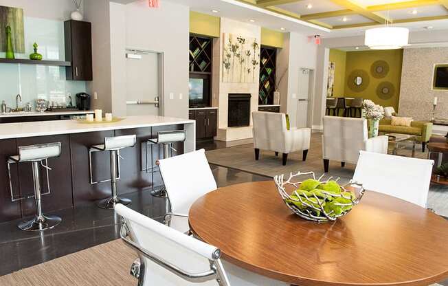 Eat-In Table With High Chairs In Clubhouse at Link Apartments® Manchester, Richmond, 23224