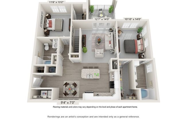 2 beds, 2 baths, 1,205 sqft, $2,270, Unit 2575-304