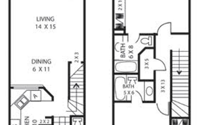 2 beds, 2.5 baths, 1,314 sqft, $1,040, Unit 0203