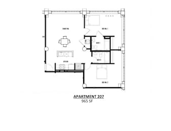 2 beds, 2 baths, 965 sqft, $1,835