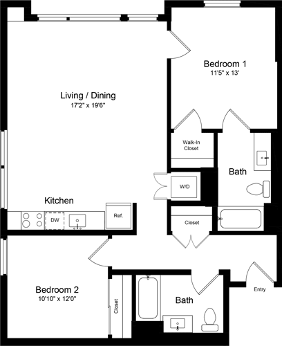 2 beds, 2 baths, 1,060 sqft, $6,673, Unit 230