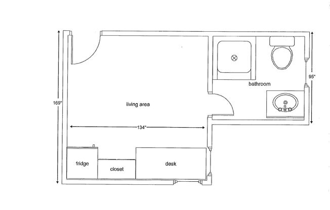 Studio, 1 bath, 220 sqft, $949, Unit 209
