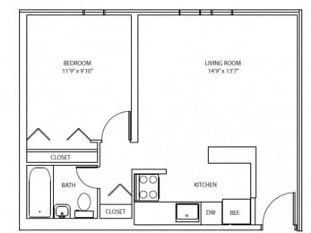 1 bed, 1 bath, 548 sqft, $1,420