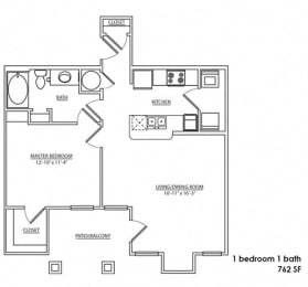 1 bed, 1 bath, 762 sqft, $1,449