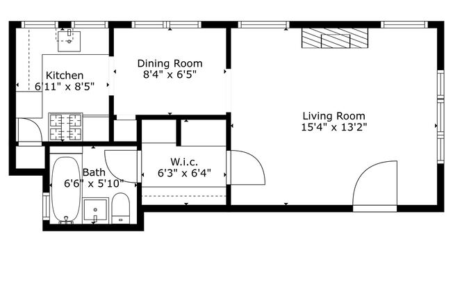 Studio, 1 bath, 414 sqft, $1,595, Unit 05