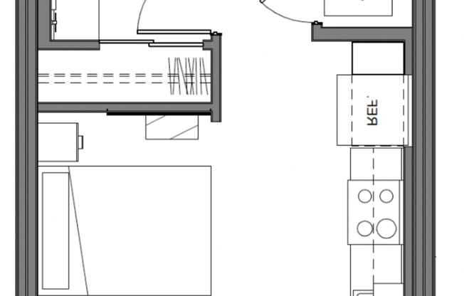 Studio, 1 bath, 449 sqft, $1,340, Unit 504