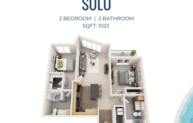 2 beds, 2 baths, 1,023 sqft, $2,543, Unit B151