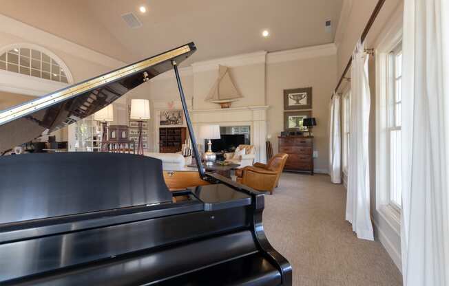 This is a photo of the clubhouse piano room at Nantucket Apartments in Loveland, Ohio.