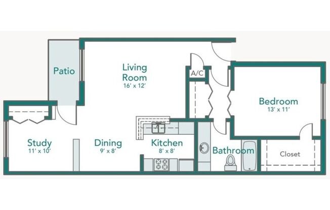 1 bed, 1 bath, 838 sqft, $1,277, Unit 2207
