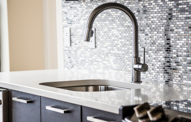 Kitchen faucet with pull down spray head