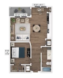 Studio, 1 bath, 702 sqft, $1,610