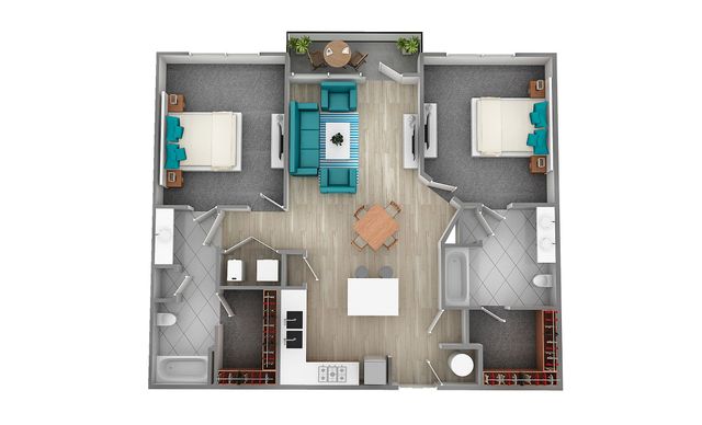 2 beds, 2 baths, 1,057 sqft, $1,596