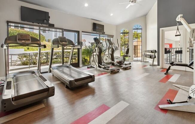Fitness Center with TV at Canyon Villa Apartment Homes