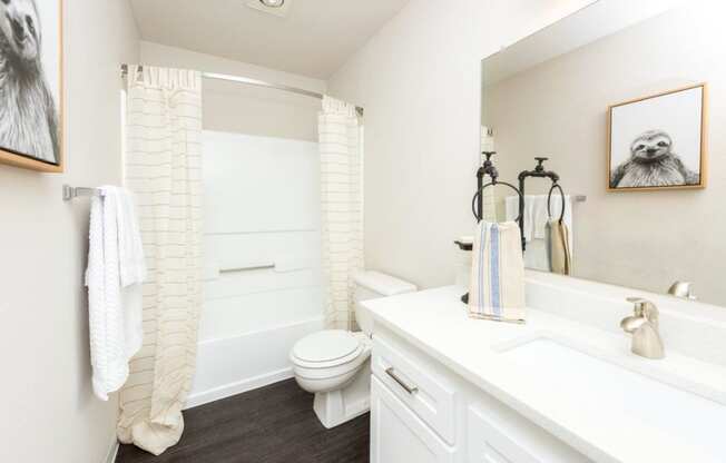 Townhomes with a View Model Bathroom Sink and Shower