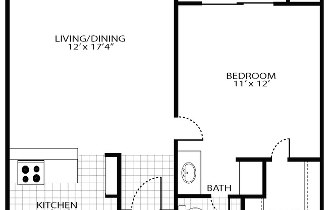1 bed, 1 bath, 558 sqft, $1,020