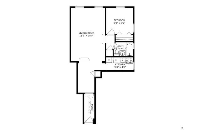 1 bed, 1 bath, 555 sqft, $3,500, Unit 1F