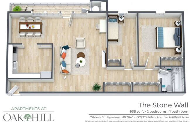 2 beds, 1 bath, 936 sqft, $1,624, Unit 20-104
