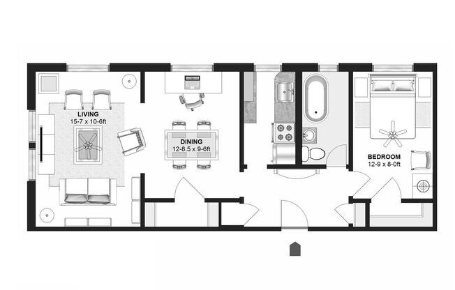 1 bed, 1 bath, 620 sqft, $950, Unit 302