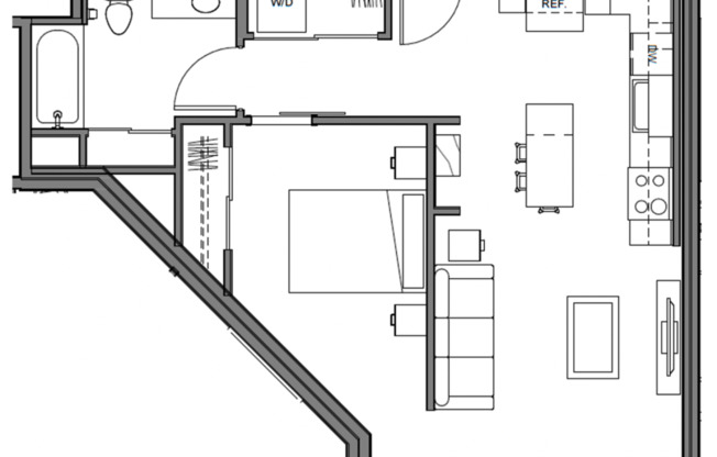 Studio, 1 bath, 657 sqft, $1,600, Unit 544