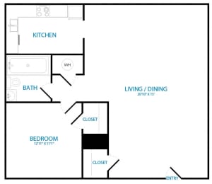 1 bed, 1 bath, 589 sqft, $1,680