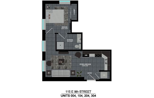 1 bed, 1 bath, 400 sqft, $1,175, Unit Schwab Industrial-104