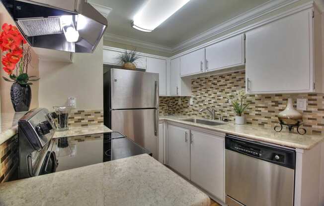 Modern Kitchen with Stainless Steel Appliances at Casa Alberta Apartments, Sunnyvale, CA