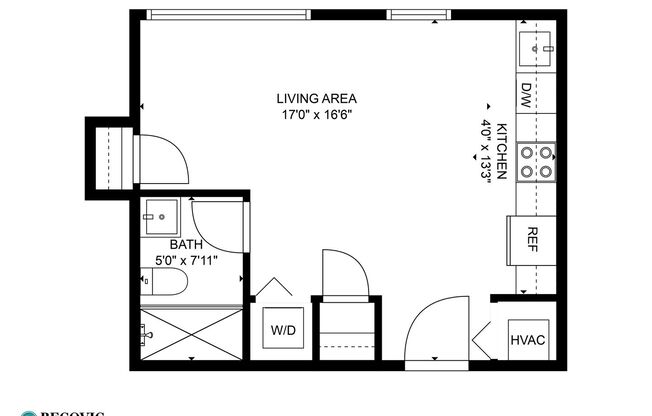 Studio, 1 bath, 341 sqft, $1,650, Unit 405