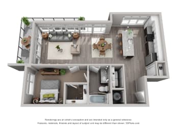 1 bed, 1 bath, 868 sqft, $1,701