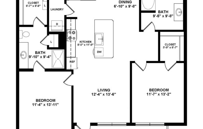 2 beds, 2 baths, 1,024 sqft, $1,799