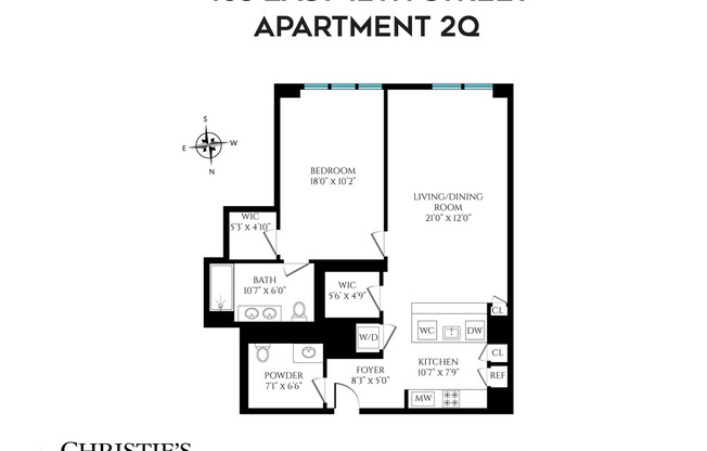 1 bed, 2.5 baths, 900 sqft, $7,800, Unit 2Q