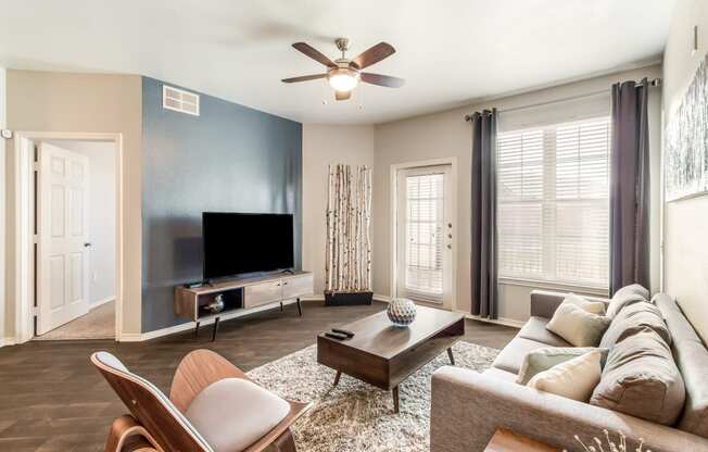 Model Unit Living Room at Greensview Apartments in Aurora, Colorado, CO