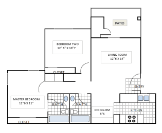 Lincoln Floor Plan at Lincoln Park Apartments, Corona California