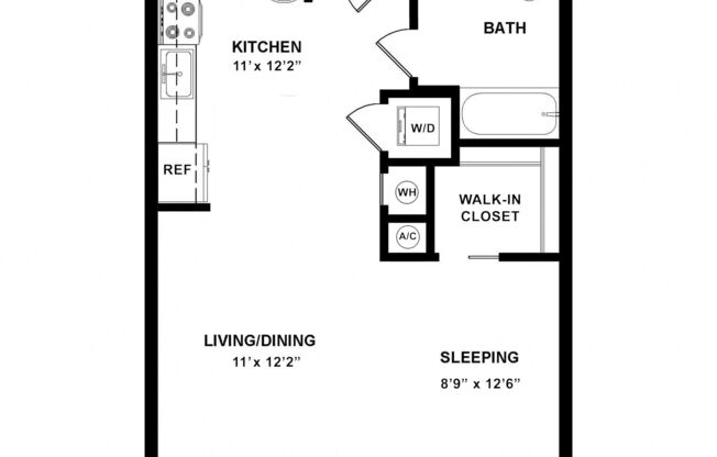 Studio, 1 bath, 539 sqft, $3,530