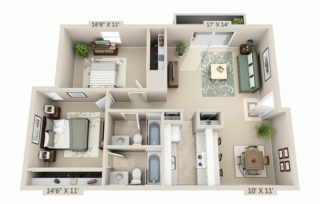 2 beds, 2 baths, 971 sqft, $1,395, Unit 8709-302