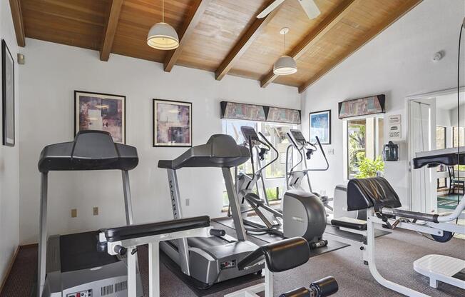 Treadmills in fitness center at Parkside Apartments, Davis, CA, 95616