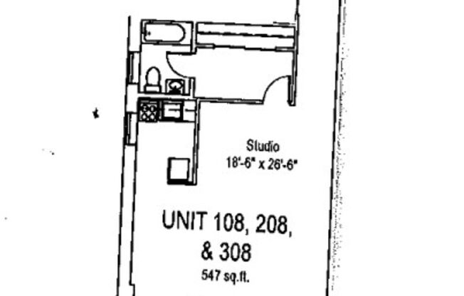 Studio, 1 bath, 487 sqft, $1,300, Unit Fifth 208